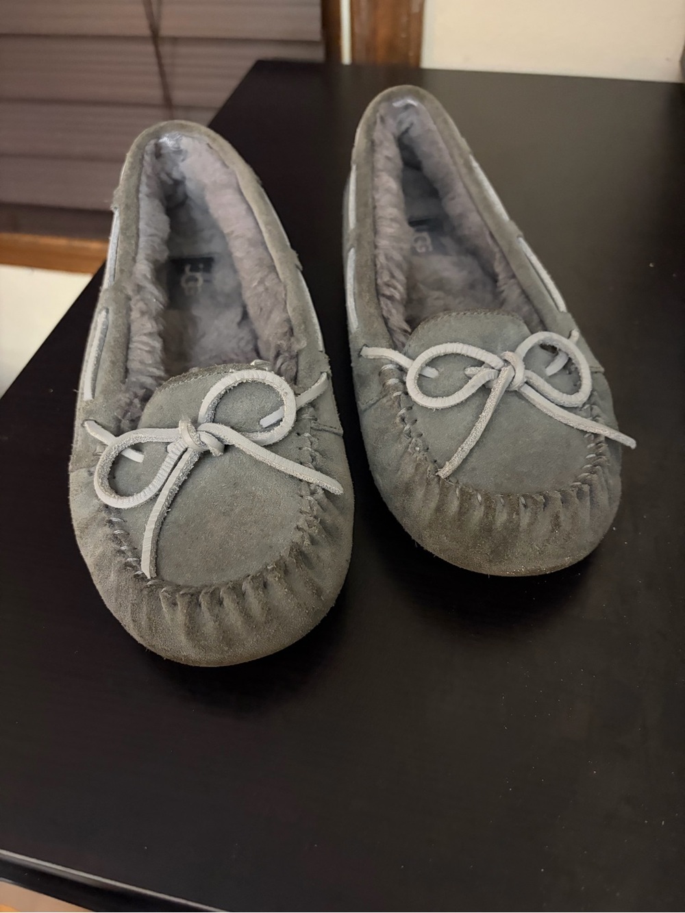 UGG Bella II Suede Shearling Moccasin Slippers Gray Size 7